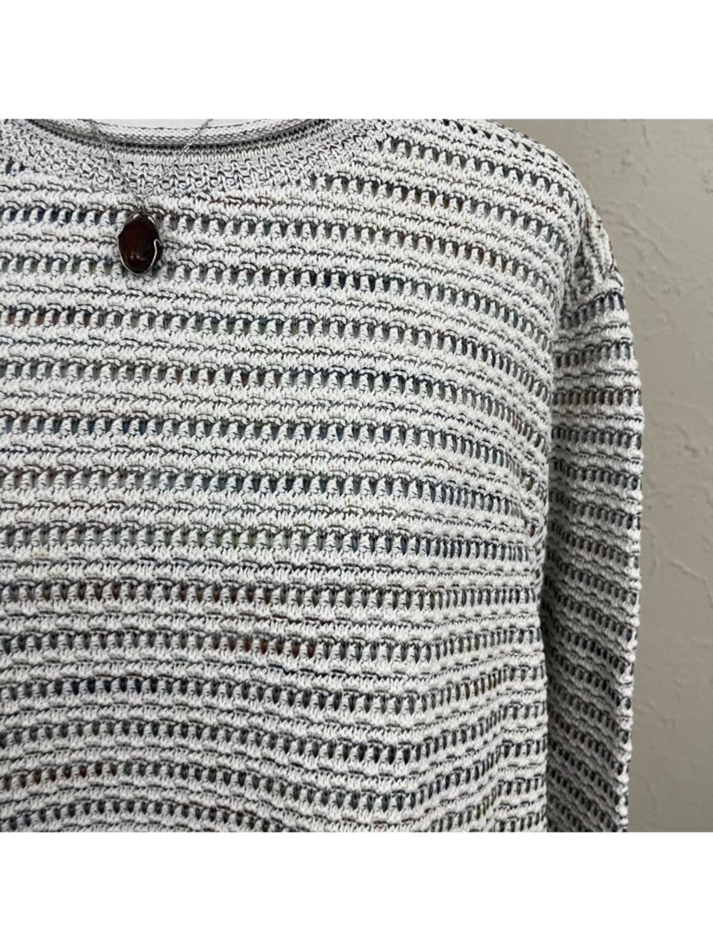 vintage 90s striped boho granola grunge roll neck sweater - Picture 4 of 8